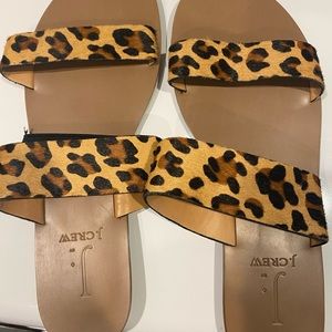 Jcrew leopard print flat sandals